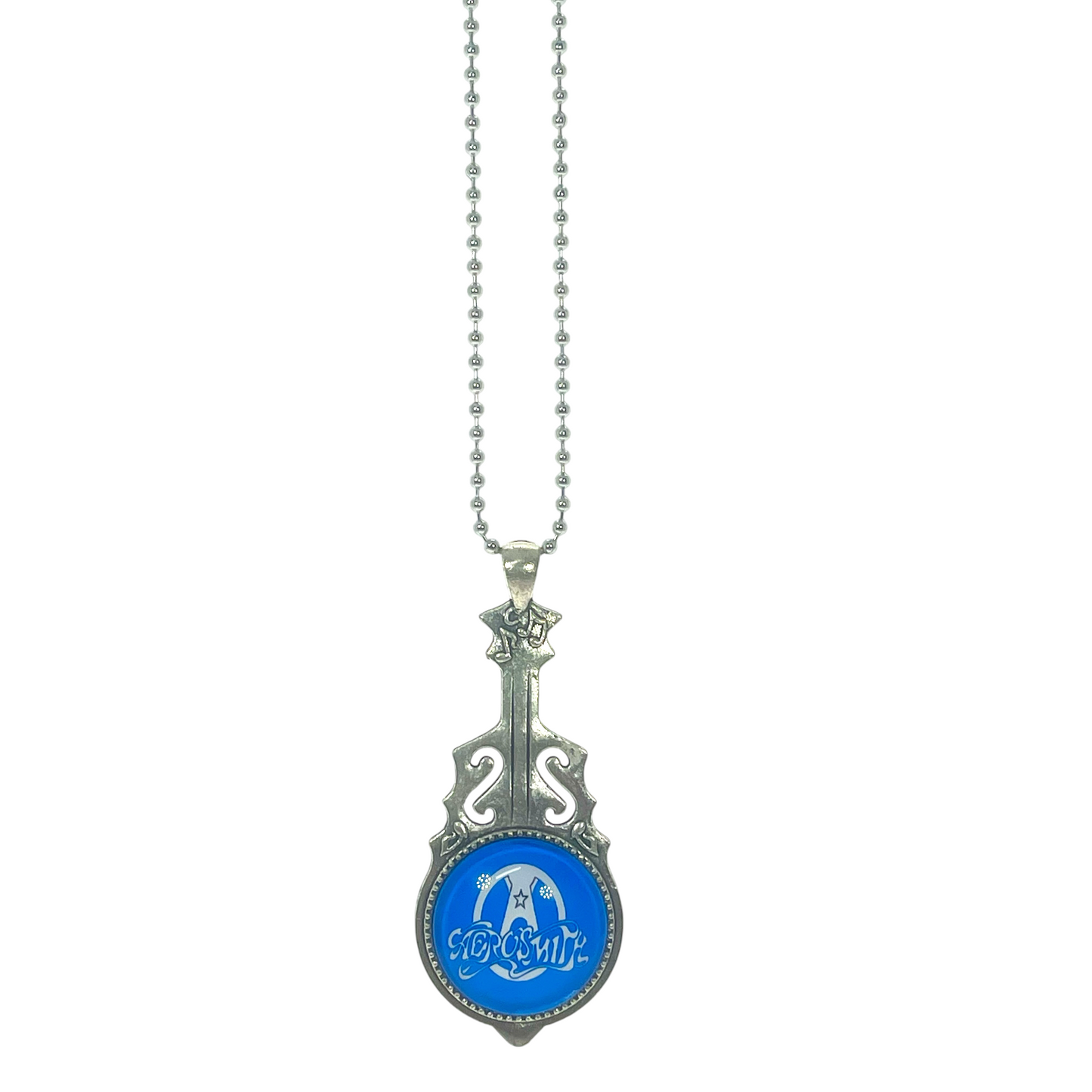 Aerosmith Inspired Blue Guitar Necklace