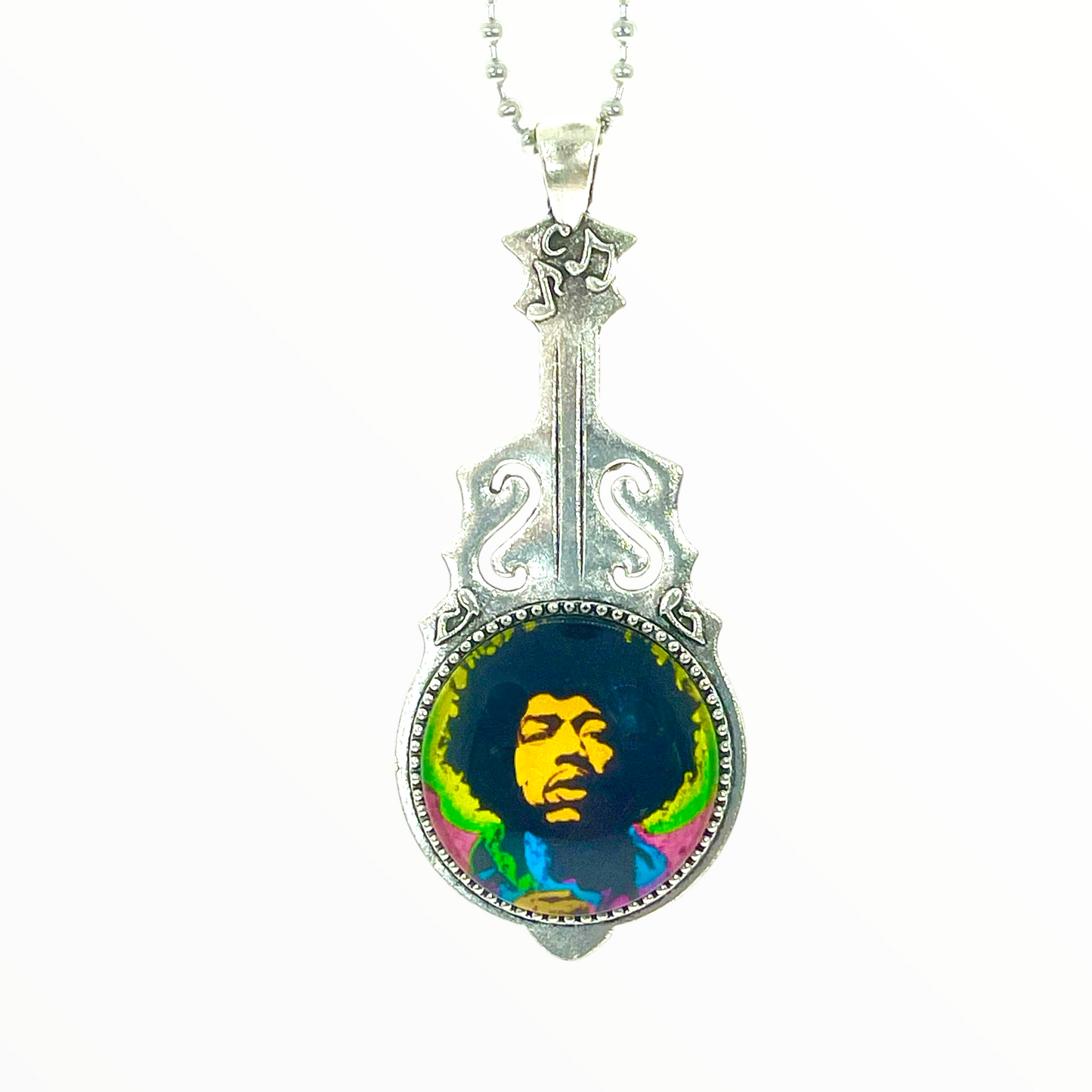 Jimi Hendrix Inspired Psychedelic Guitar Necklace