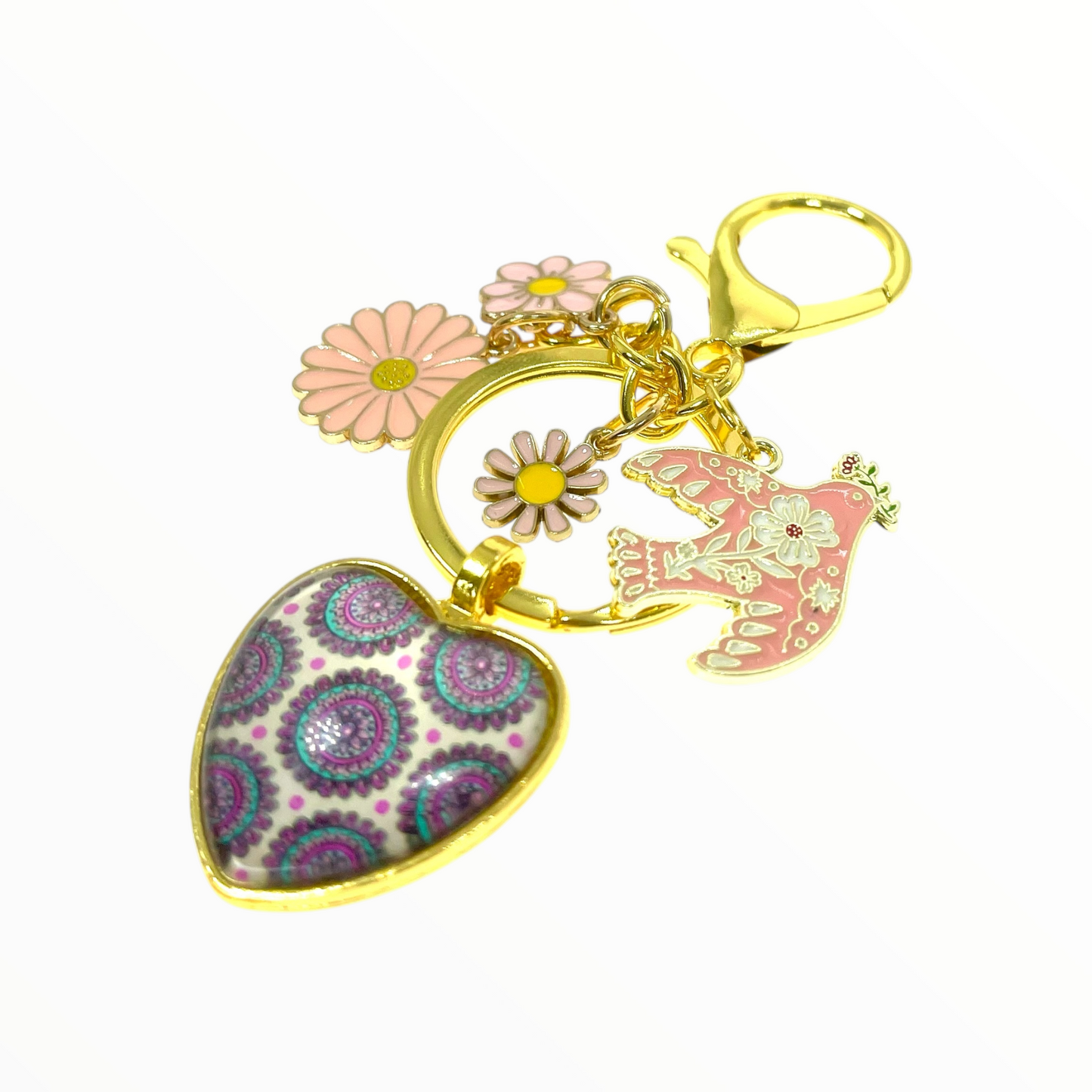 Pink Daisy Daydream Keychain Purse Charm