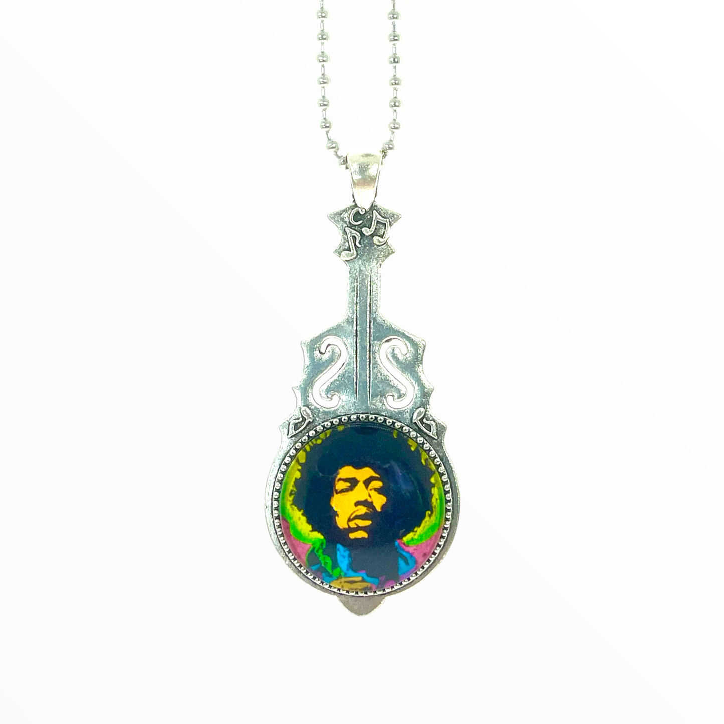 Jimi Hendrix Inspired Psychedelic Guitar Necklace