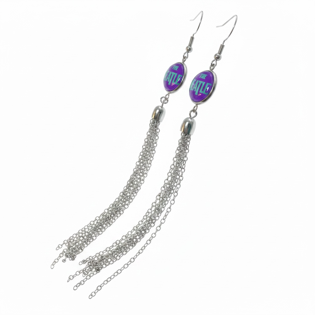 The Beatles Inspired Purple Blue Tassel Earrings
