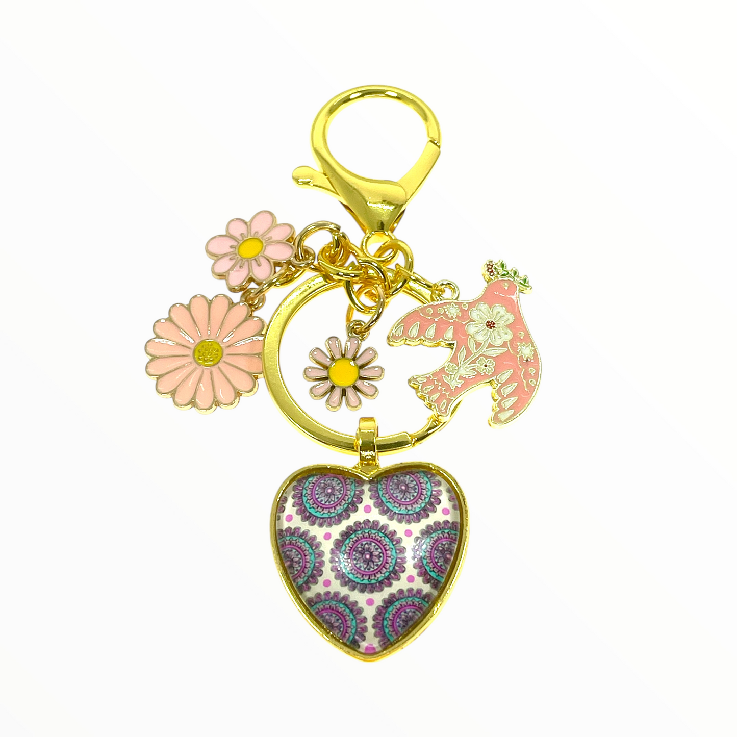 Pink Daisy Daydream Keychain Purse Charm