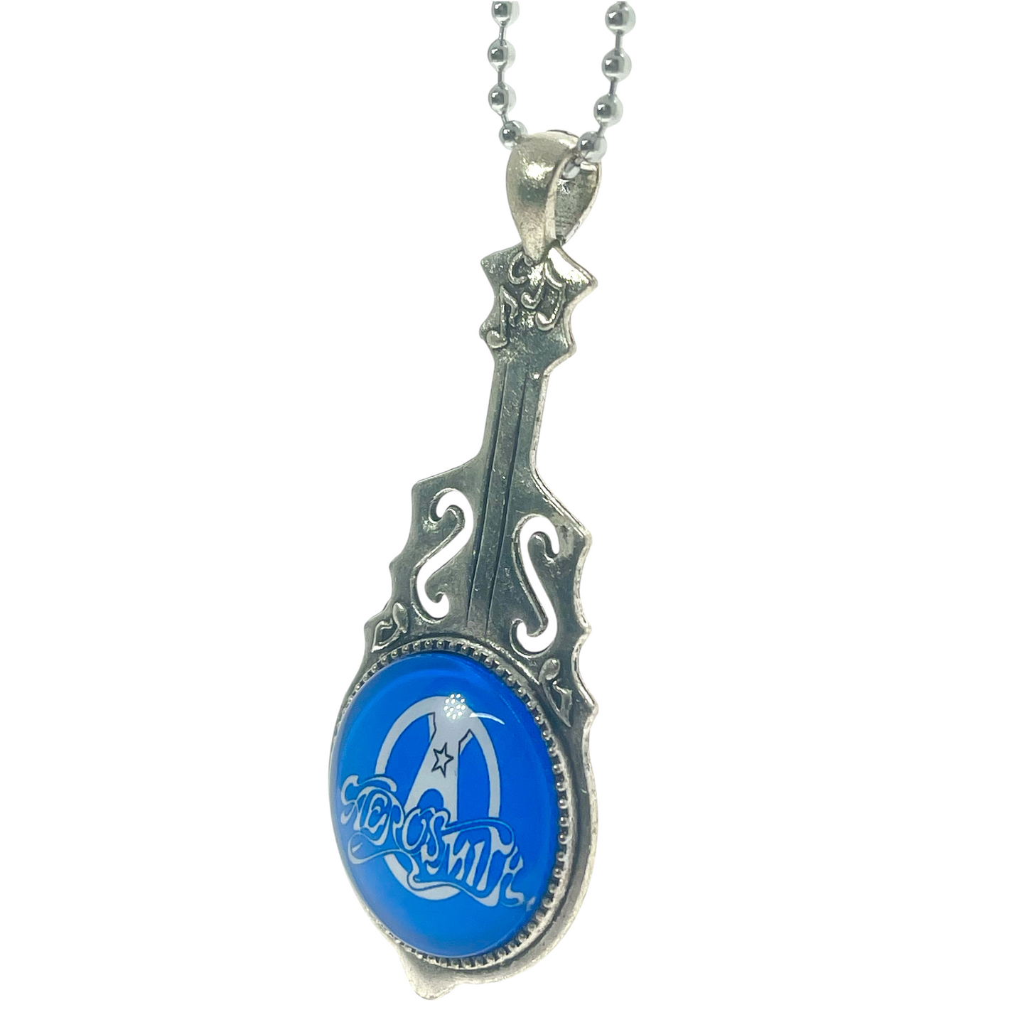 Aerosmith Inspired Blue Guitar Necklace