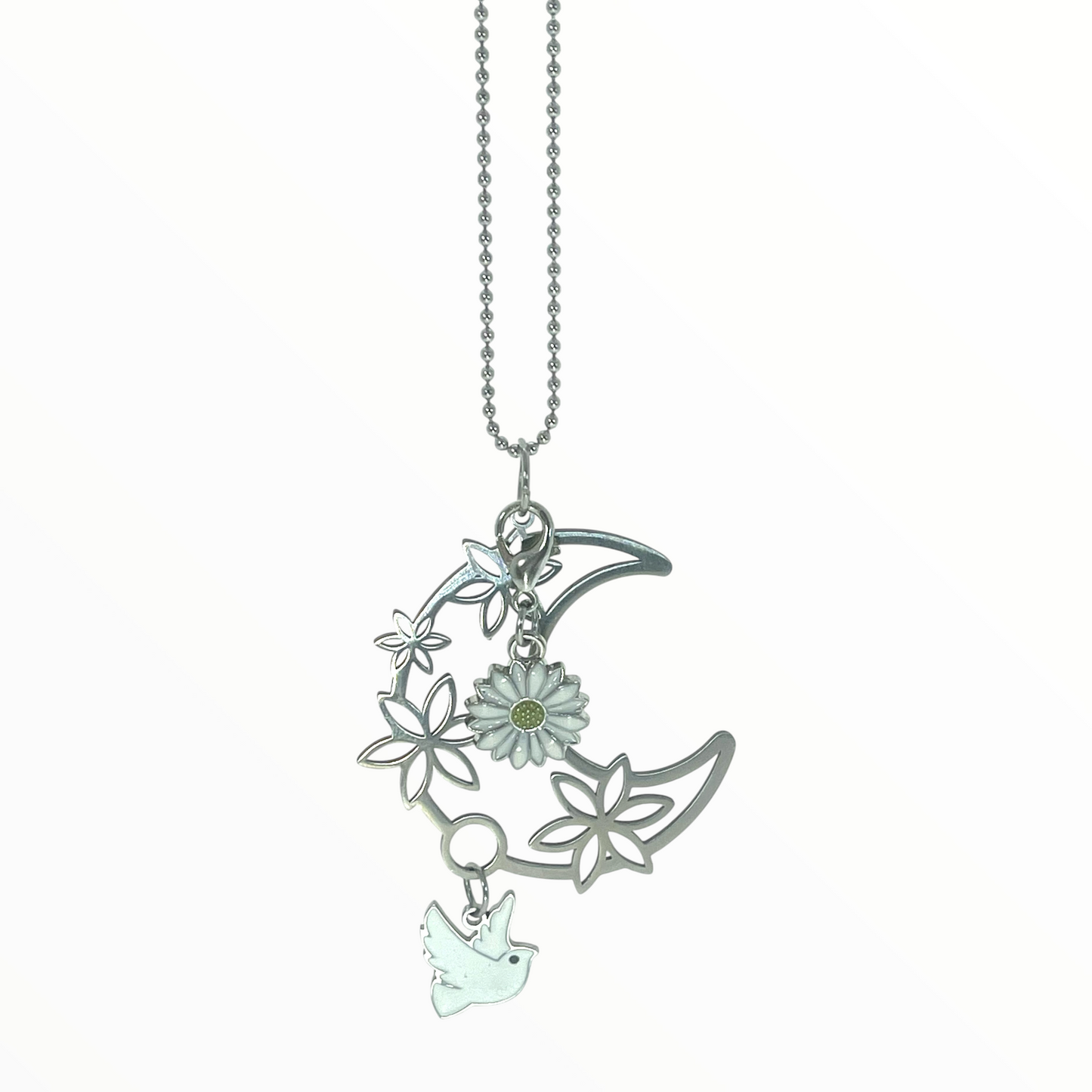 Peace Dove Crescent Moon Necklace