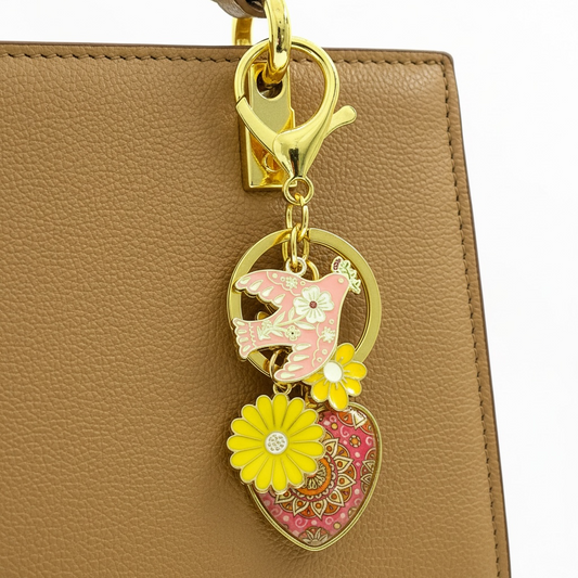 Golden Sunburst Keychain Purse Charm