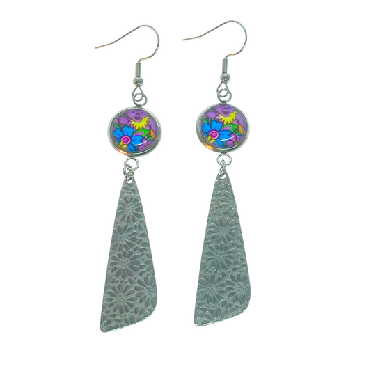 Grateful Dead Inspired Dancing Bear Daisy Dangle Earrings | Handmade Festival Jewelry | Hippie Deadhead Gift