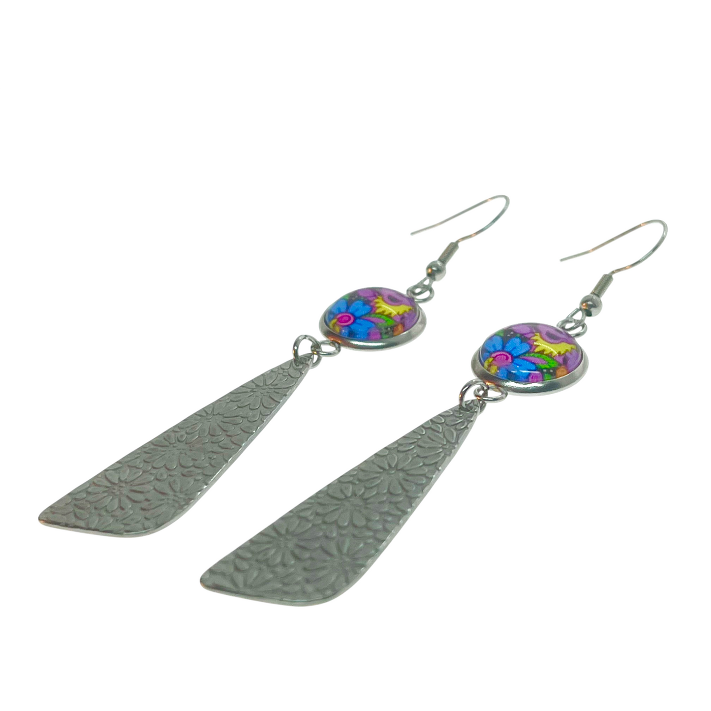Grateful Dead Inspired Dancing Bear Boho Dangle Daisy Earrings | Handmade Festival Jewelry | Hippie Deadhead Gift