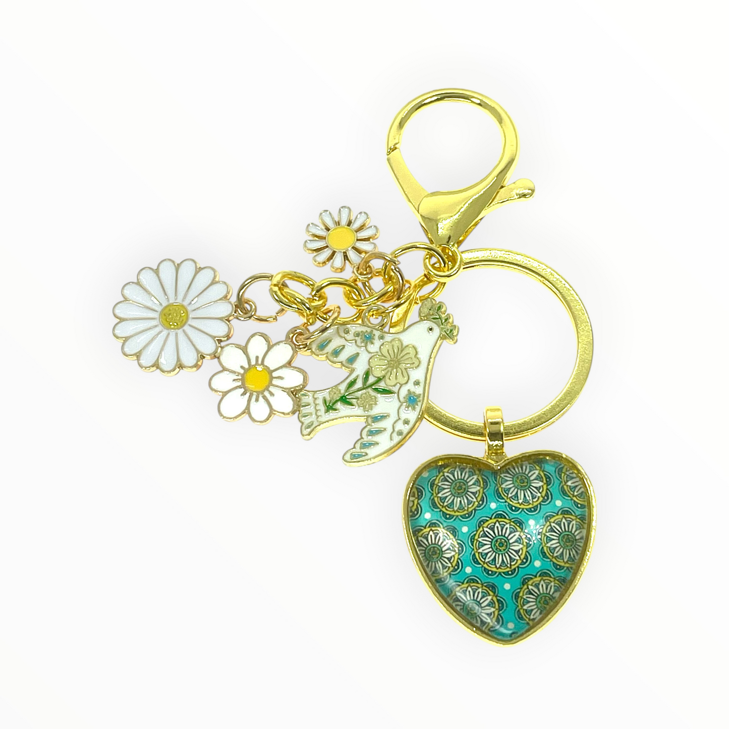 Emerald Boho Bloom Purse Keychain Charm