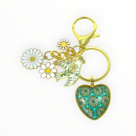 Emerald Boho Bloom Purse Keychain Charm