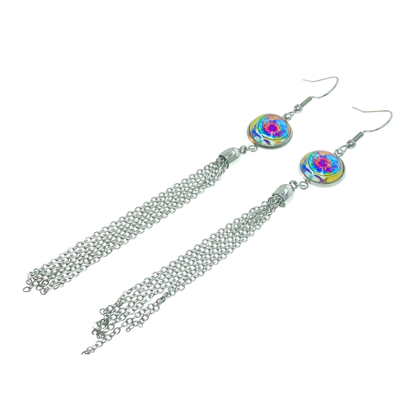 Grateful Dead Inspired Yellow Steal Your Face Tassel Earrings
