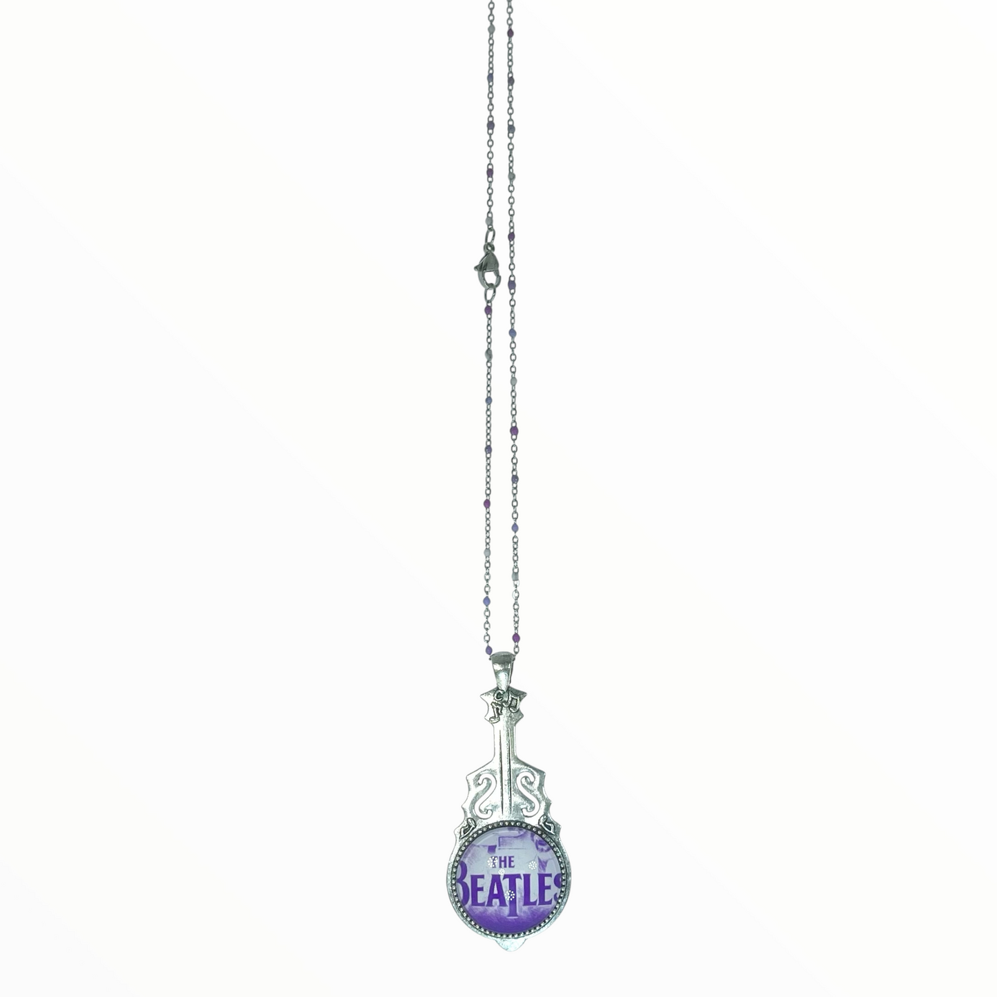Beatles Inspired Purple Beaded Guitar Necklace