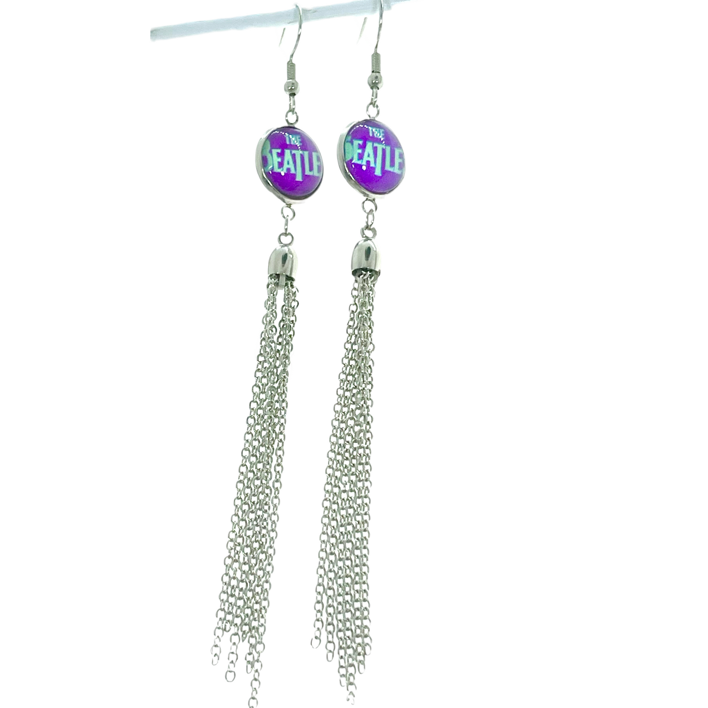 The Beatles Inspired Purple Blue Tassel Earrings