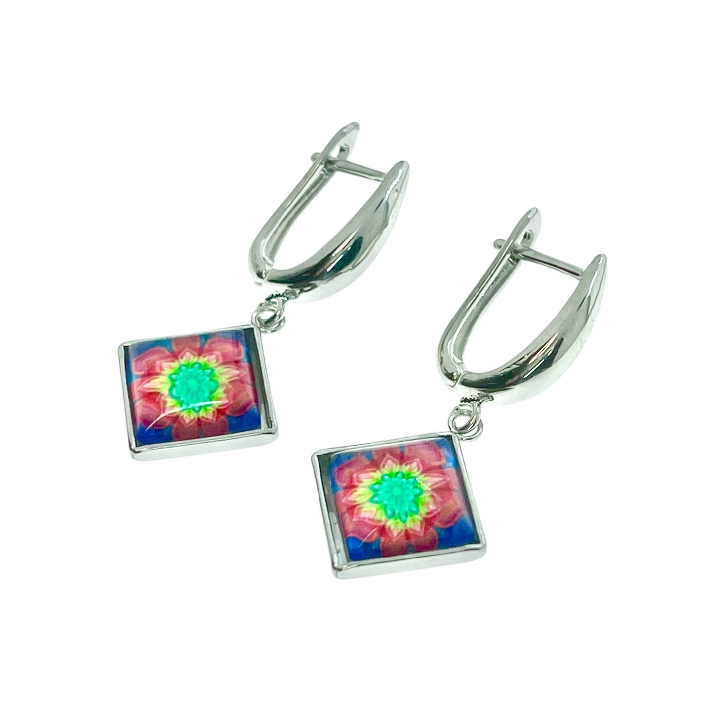 Tie-Dye Square Earrings