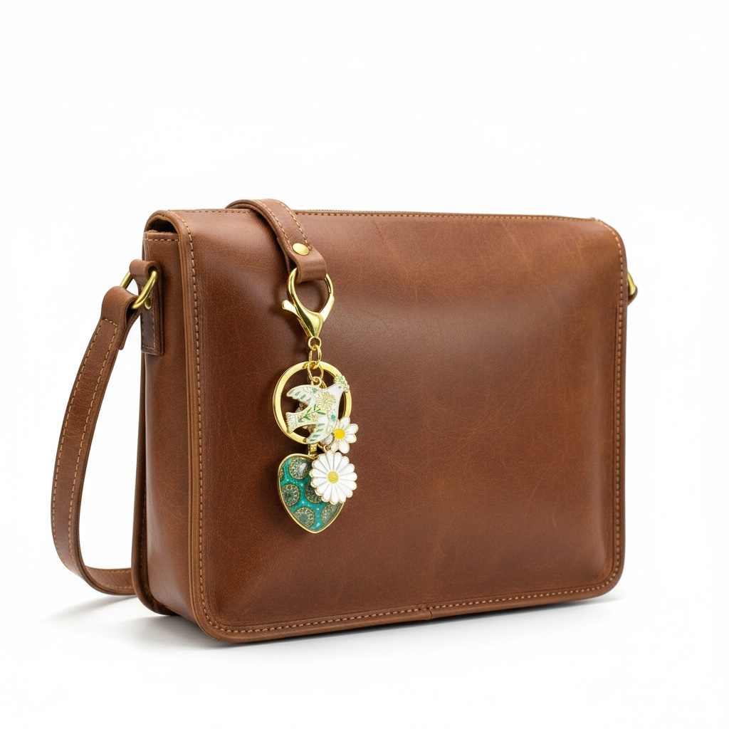 Emerald Boho Bloom Purse Keychain Charm
