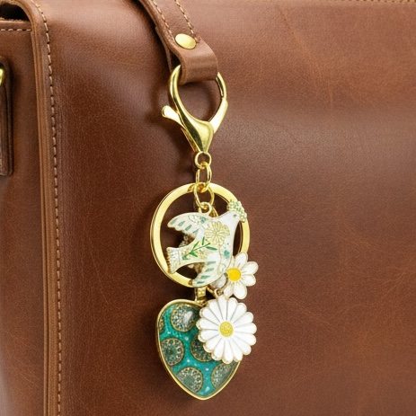 Emerald Boho Bloom Purse Keychain Charm
