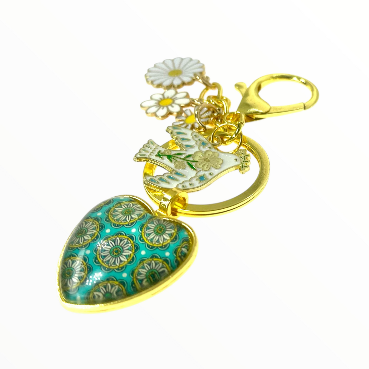 Emerald Boho Bloom Purse Keychain Charm