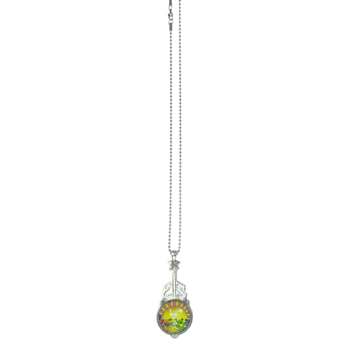 Grateful Dead Inspired Sunshine Dancing Bear Guitar Necklace