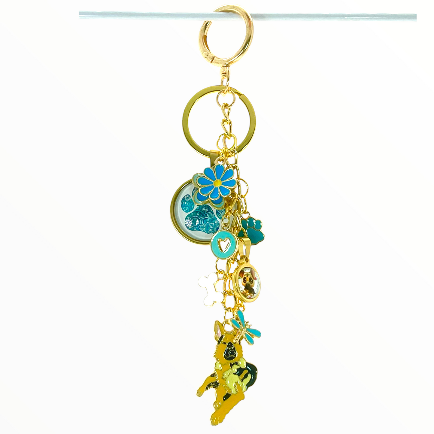 Blue German Shepherd Lover Keychain Purse Charm