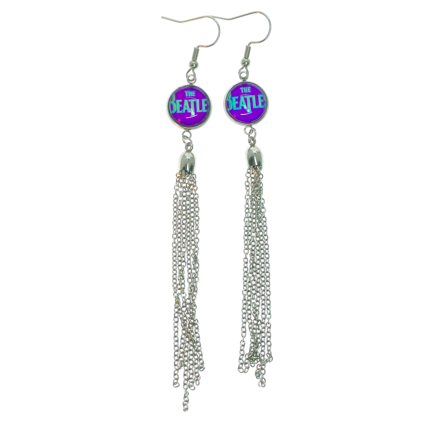 The Beatles Inspired Purple Blue Tassel Earrings