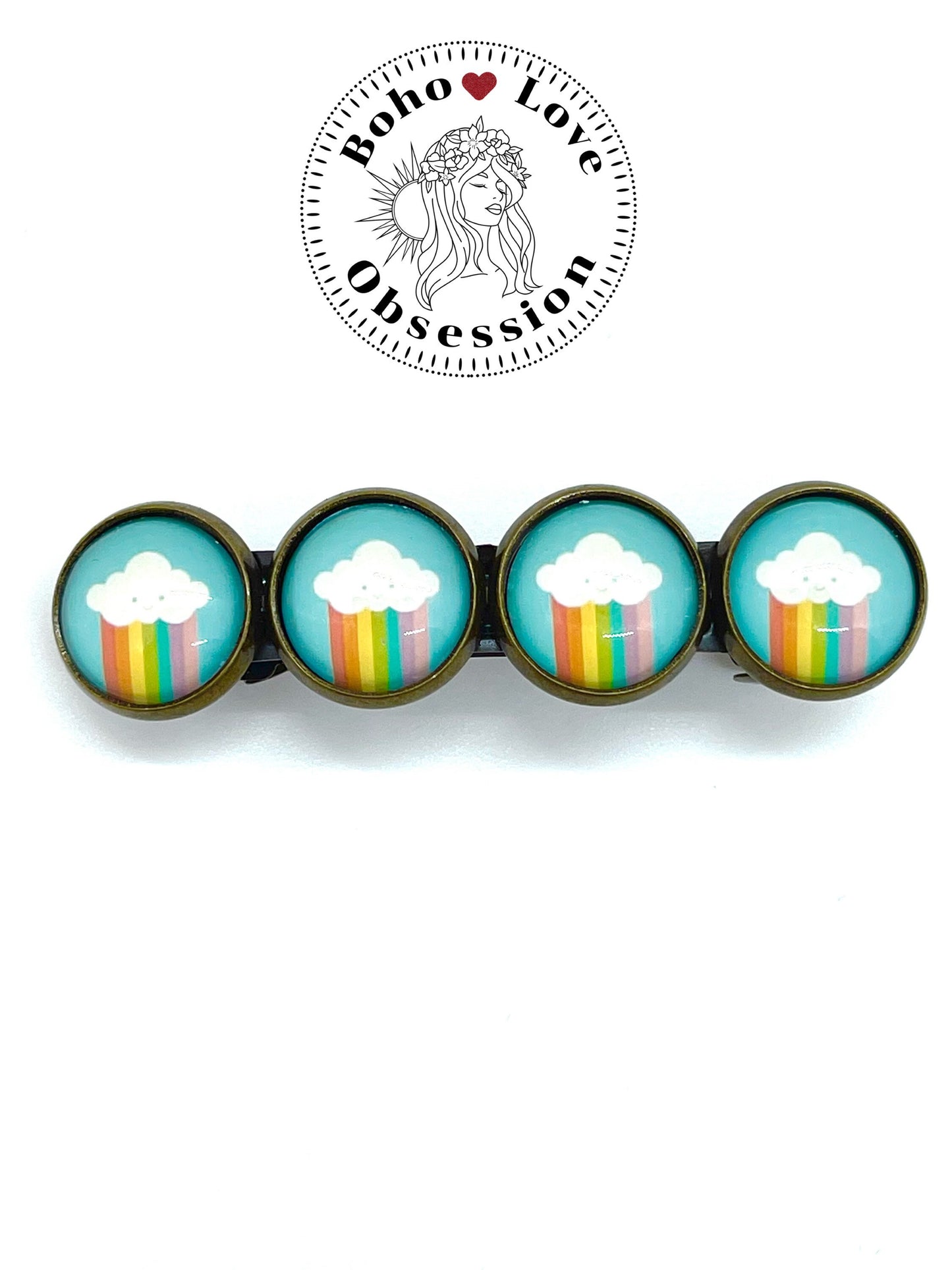 Happy Rainbow Cloud Hair Barrette| Boho Hair Clip|Hair Pin| Hair Accessory| Gift for her Mom Girlfriend Child Kid Sister | BohoLoveObsession