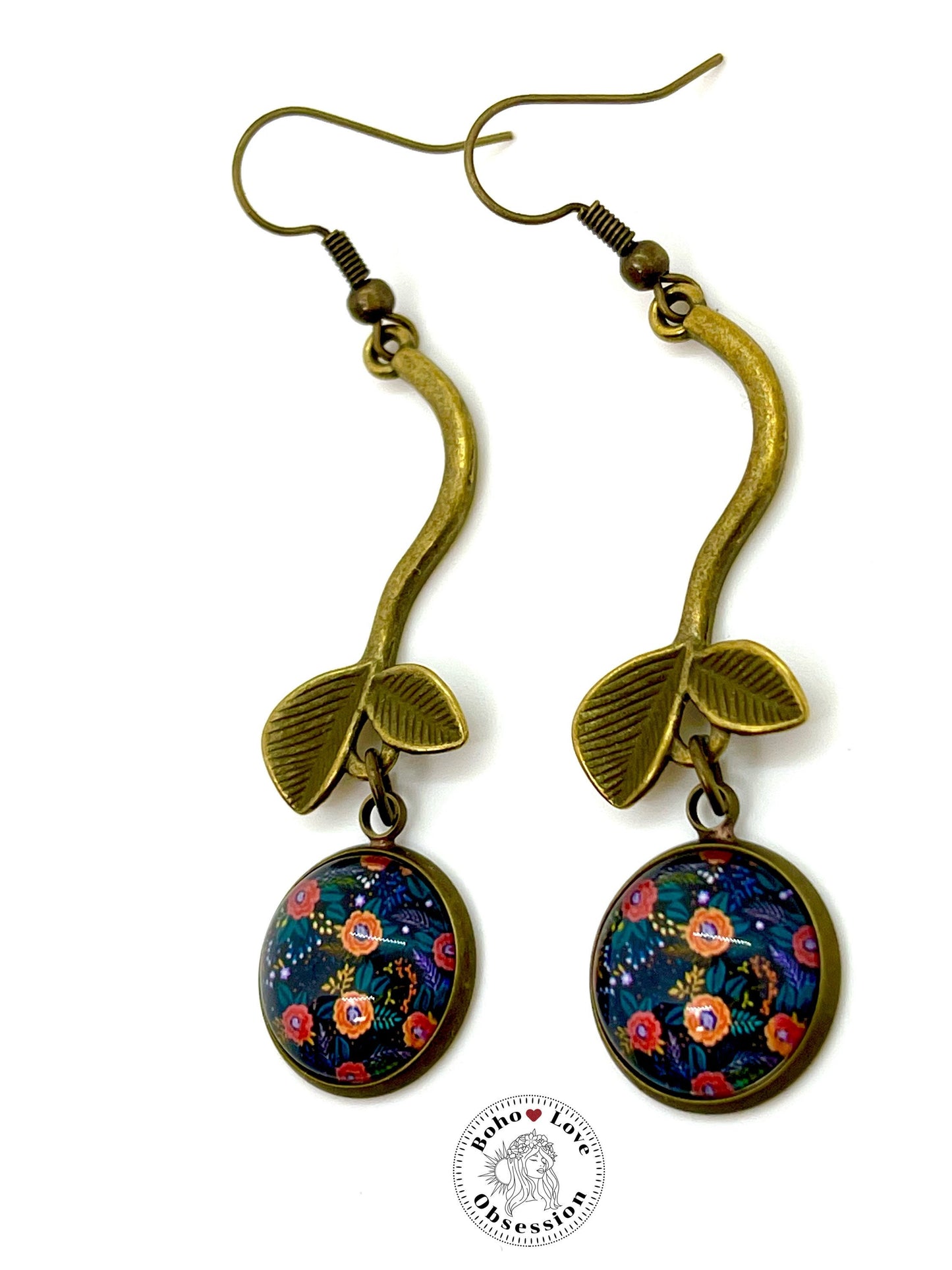 Black Cherry Dangle Earrings, Boho Chic Earrings, Retro Bohemian Ear Wires, Unique Hippie Jewelry, Gift for Her, BohoLoveObsession