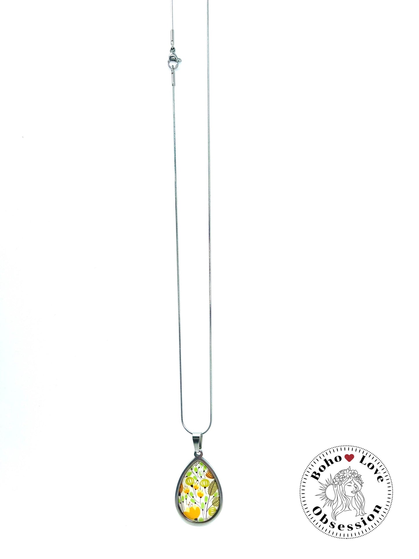 Blissful Blooms Teardrop Necklace, Boho Vintage Pendant, Unique Bohemian Necklace, Antique Hippie Chain, BohoLoveObsession