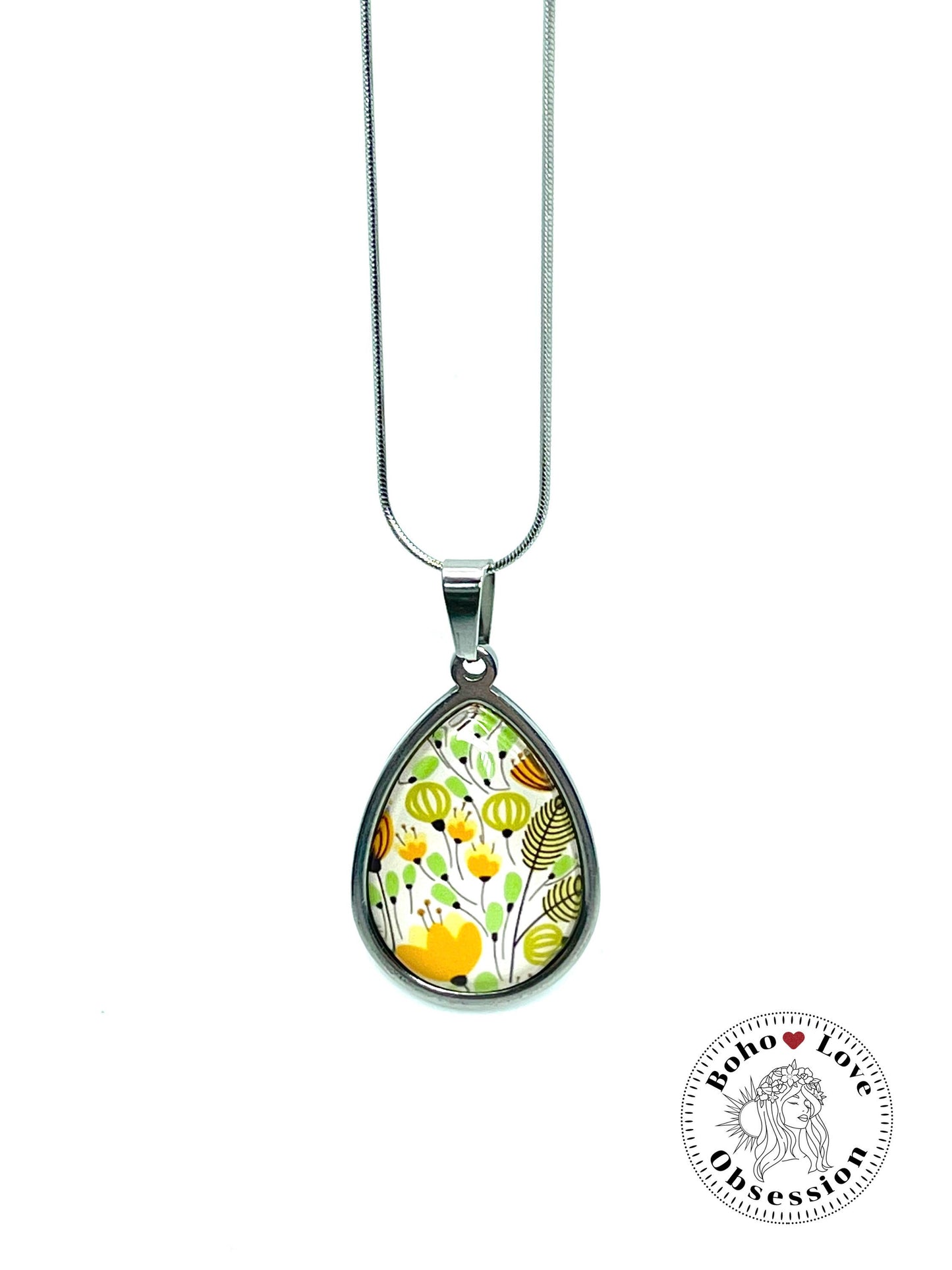 Blissful Blooms Teardrop Necklace, Boho Vintage Pendant, Unique Bohemian Necklace, Antique Hippie Chain, BohoLoveObsession