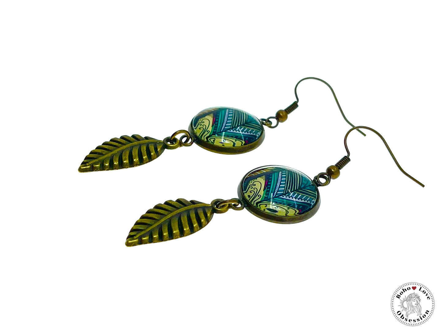 Tickled Teal Feather Dangles, Boho Chic Earrings, Retro Bohemian Ear Wires, Unique Hippie Jewelry, Gift for Her, BohoLoveObsession