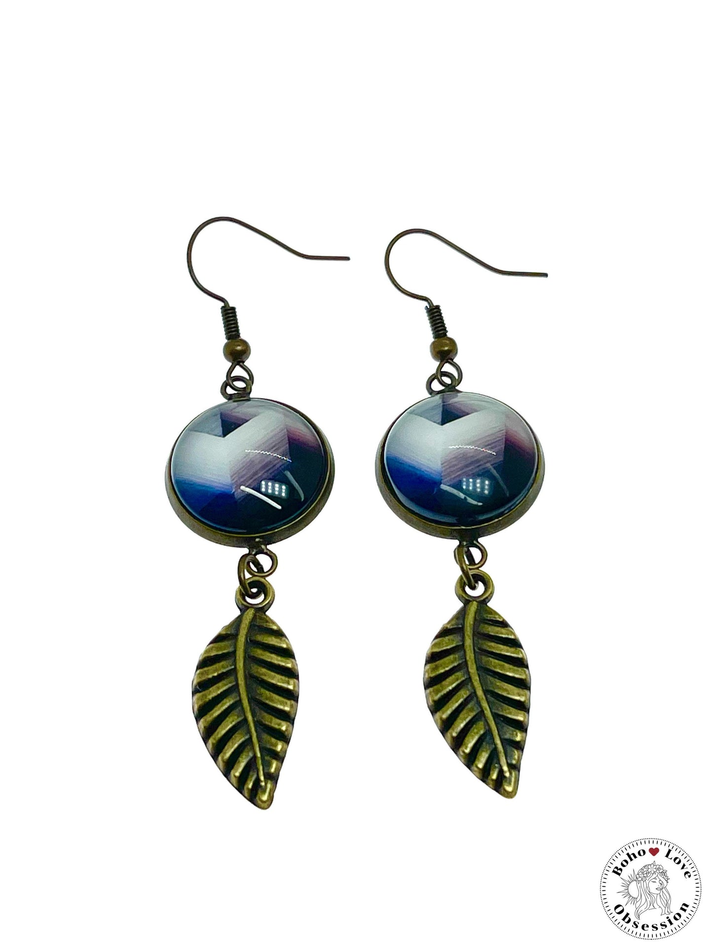 Painted Purple Feather Dangles, Boho Chic Earrings, Retro Bohemian Ear Wires, Unique Hippie Jewelry, Gift for Her, BohoLoveObsession