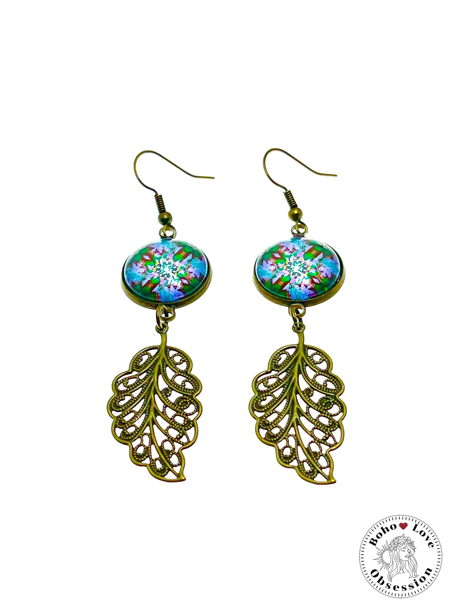 Lavender & Emerald Long Tail Dangles, Bronze Bohemian Earrings, Boho Antique Unique Hippie Jewelry, Vintage Charm Earring, BohoLoveObsession