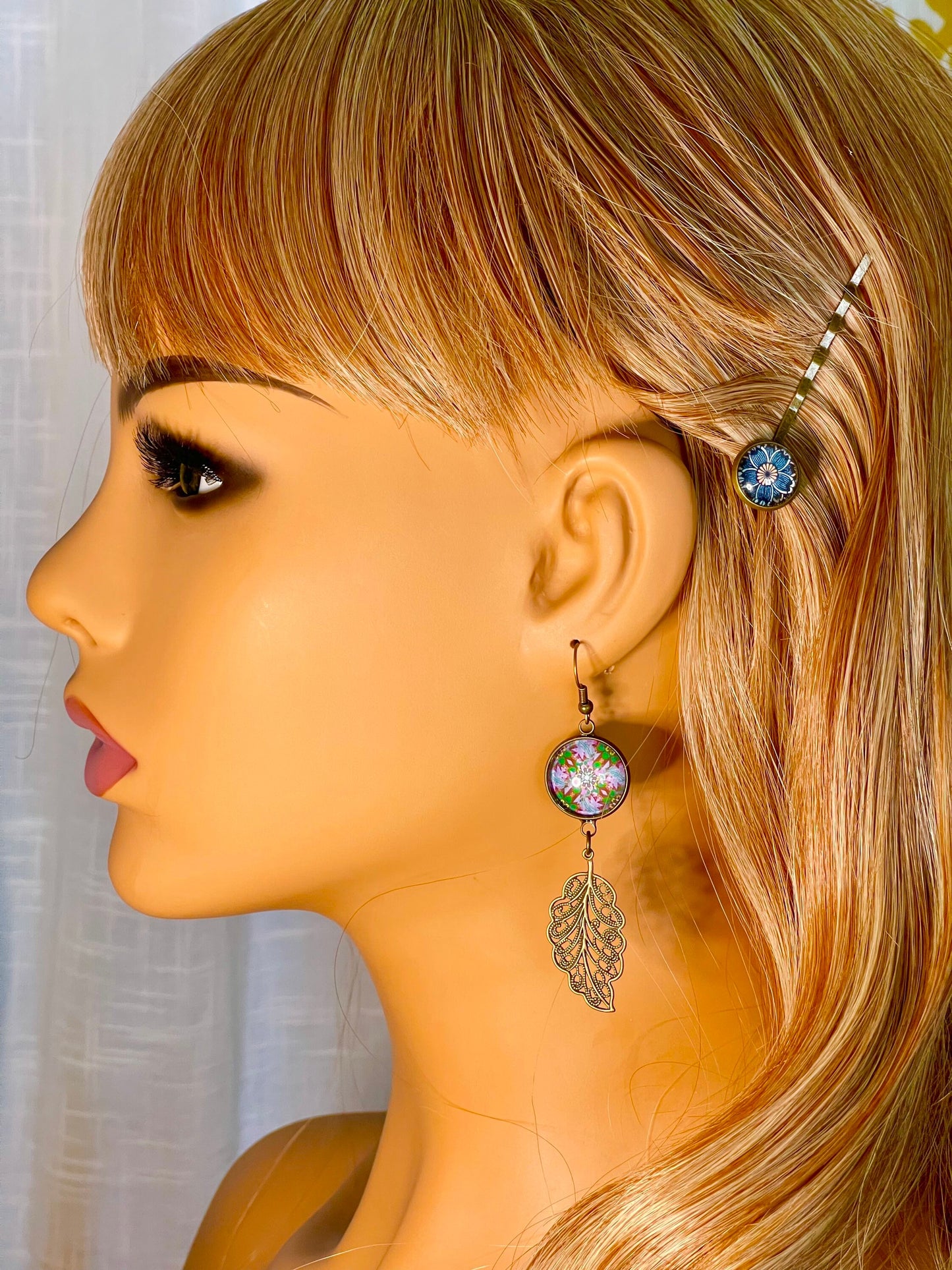 Lavender & Emerald Long Tail Dangles, Bronze Bohemian Earrings, Boho Antique Unique Hippie Jewelry, Vintage Charm Earring, BohoLoveObsession