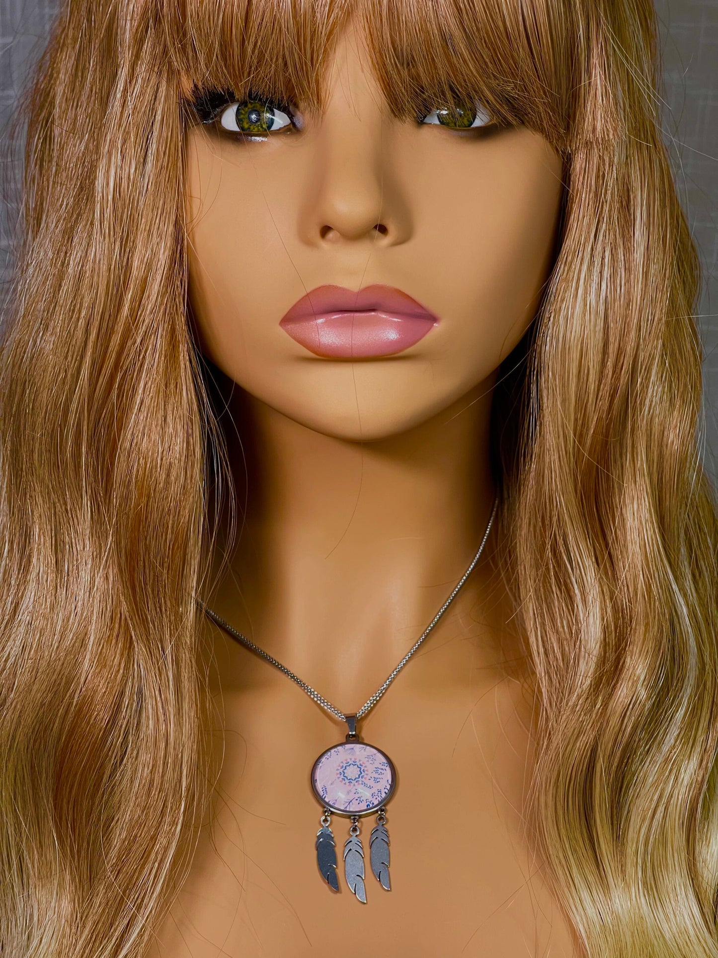 Pretty in Pink Feather Dreamcatcher Necklace|Long Chain Retro Hippie Bohemian Jewelry|Gift for her mom sister girlfriend| BohoLoveObsession
