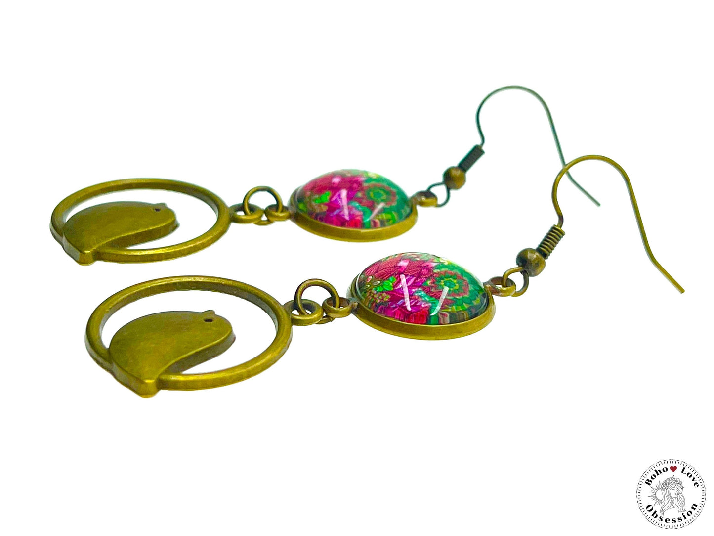 Bright Blush Birdie Dangles, Unique Bohemian Jewelry, Vintage Charm Ear Wire, Boho Chic Hippie Drop Dangle Accessory, BohoLoveObsession