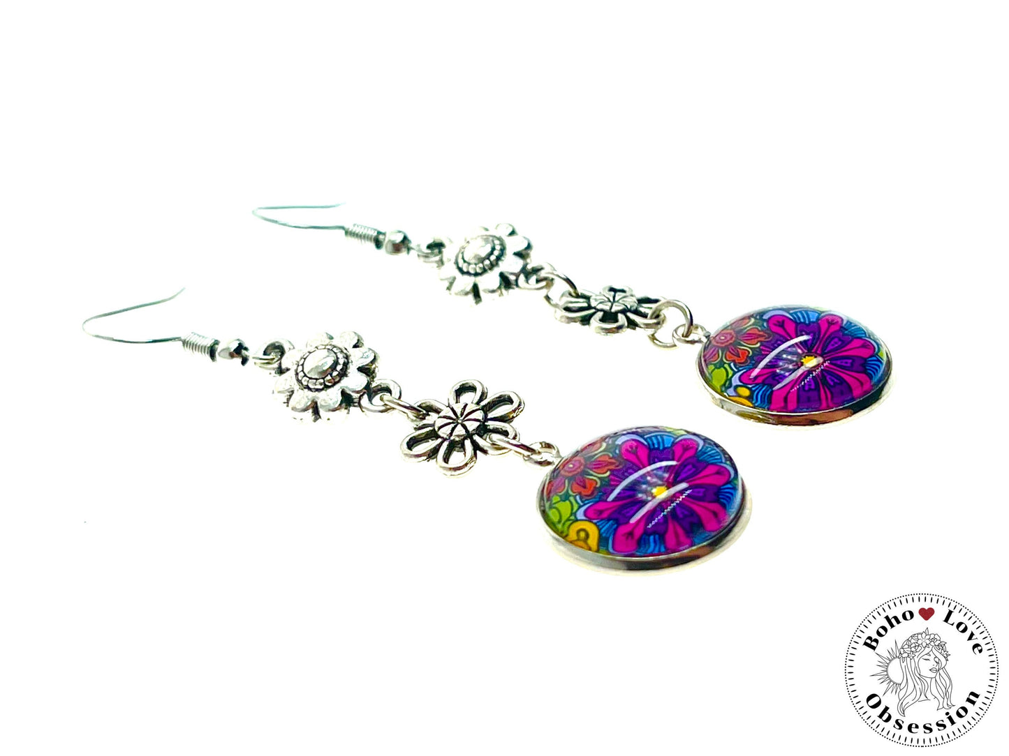 Darling Daisy Dangles, Unique Floral Bohemian Jewelry, Vintage Charm Ear Wire, Boho Chic Hippie Drop Dangle Accessory, BohoLoveObsession