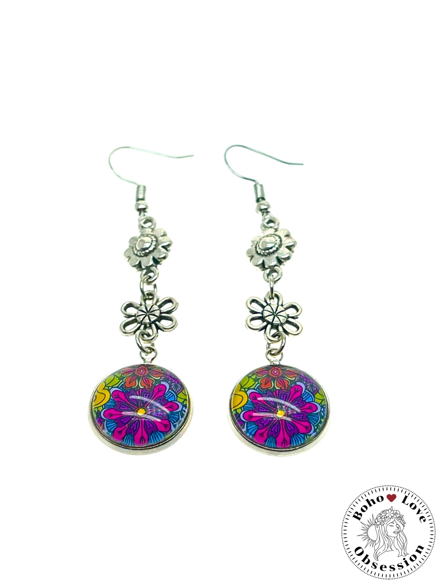 Darling Daisy Dangles, Unique Floral Bohemian Jewelry, Vintage Charm Ear Wire, Boho Chic Hippie Drop Dangle Accessory, BohoLoveObsession