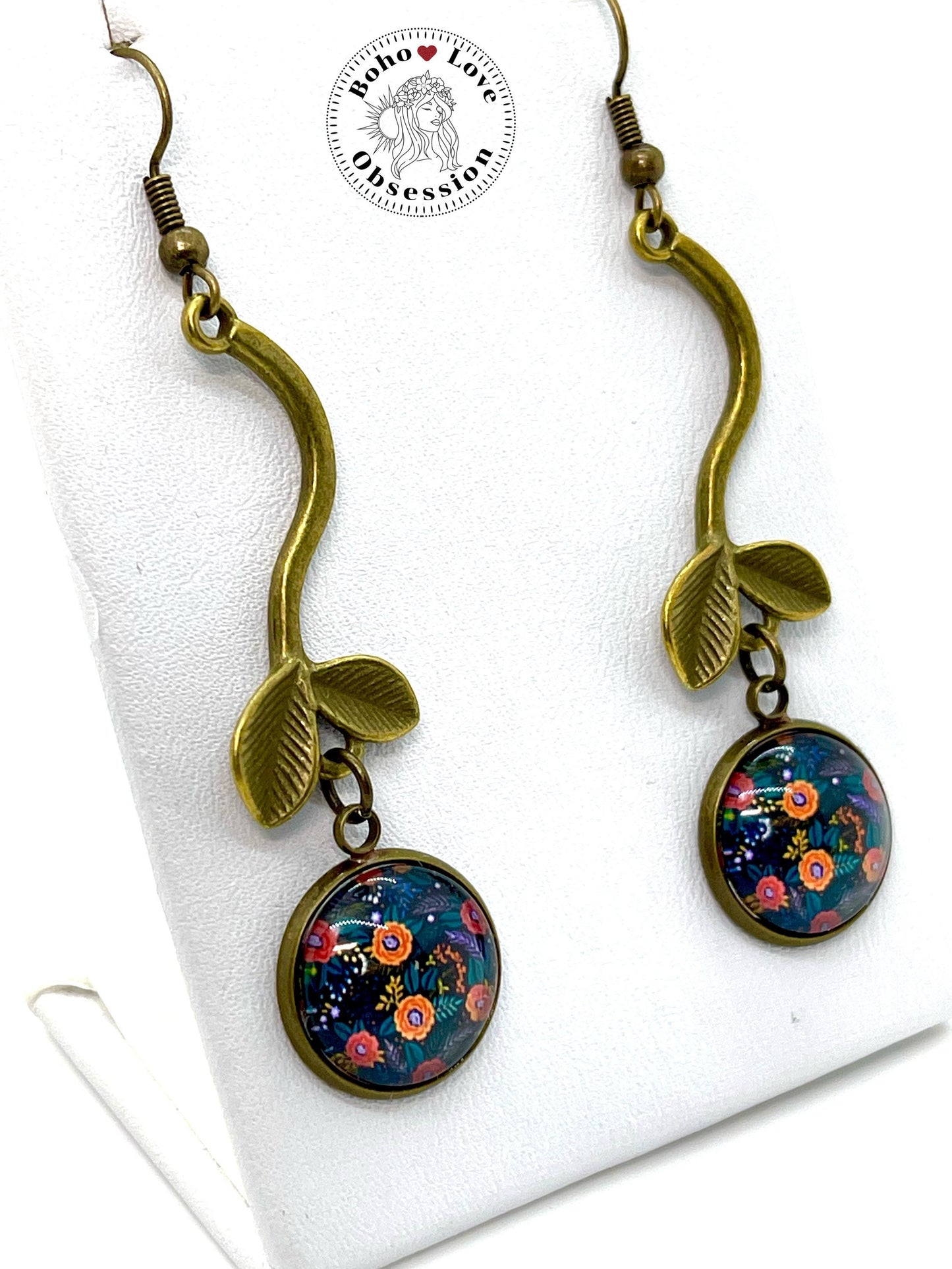 Black Cherry Dangle Earrings, Boho Chic Earrings, Retro Bohemian Ear Wires, Unique Hippie Jewelry, Gift for Her, BohoLoveObsession