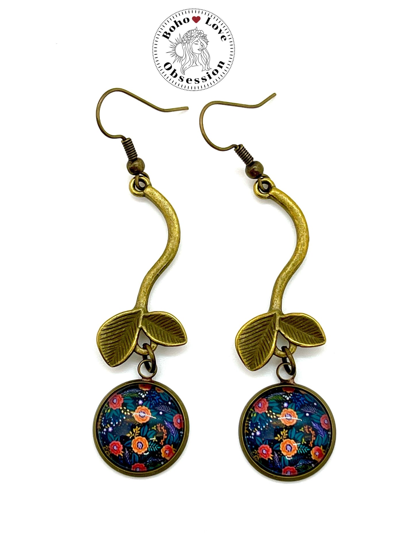 Black Cherry Dangle Earrings, Boho Chic Earrings, Retro Bohemian Ear Wires, Unique Hippie Jewelry, Gift for Her, BohoLoveObsession