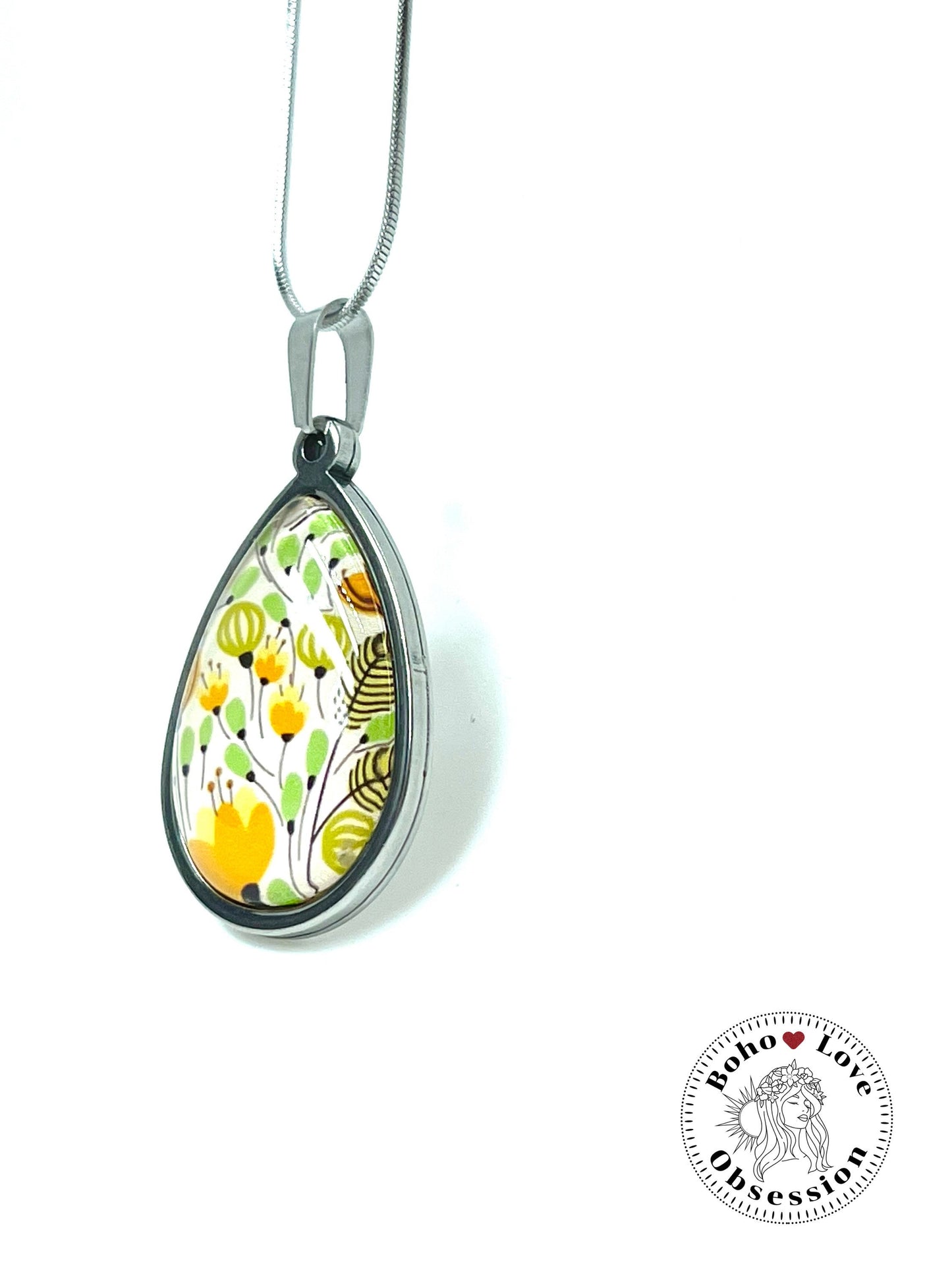 Blissful Blooms Teardrop Necklace, Boho Vintage Pendant, Unique Bohemian Necklace, Antique Hippie Chain, BohoLoveObsession