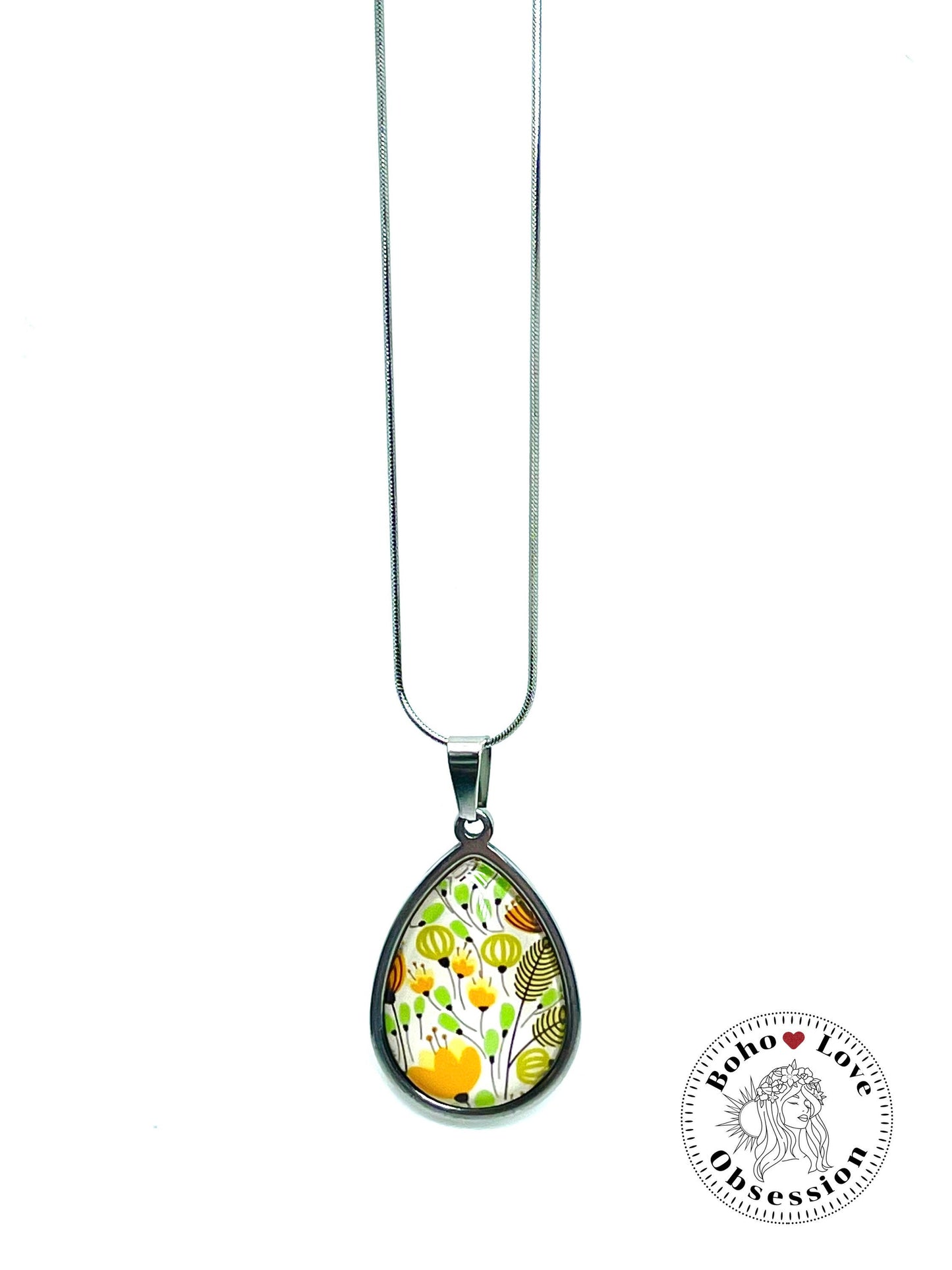 Blissful Blooms Teardrop Necklace, Boho Vintage Pendant, Unique Bohemian Necklace, Antique Hippie Chain, BohoLoveObsession