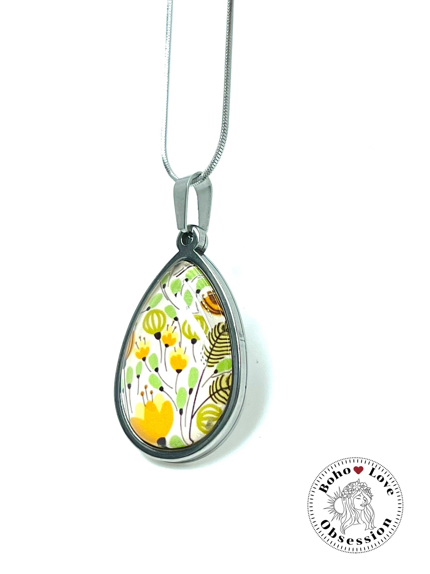 Blissful Blooms Teardrop Necklace, Boho Vintage Pendant, Unique Bohemian Necklace, Antique Hippie Chain, BohoLoveObsession