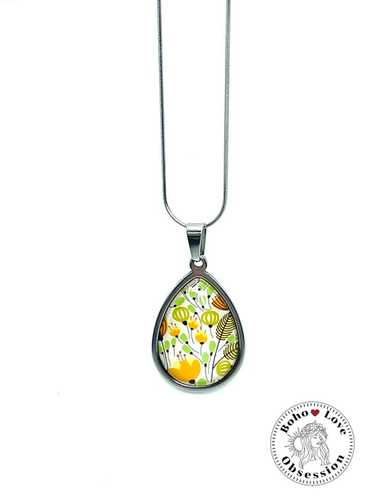 Blissful Blooms Teardrop Necklace, Boho Vintage Pendant, Unique Bohemian Necklace, Antique Hippie Chain, BohoLoveObsession