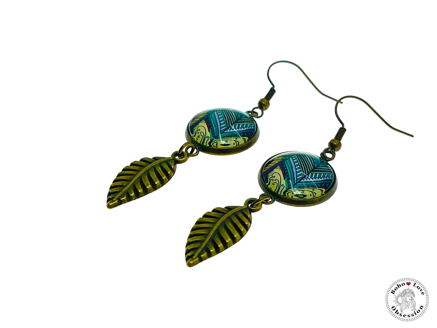 Tickled Teal Feather Dangles, Boho Chic Earrings, Retro Bohemian Ear Wires, Unique Hippie Jewelry, Gift for Her, BohoLoveObsession