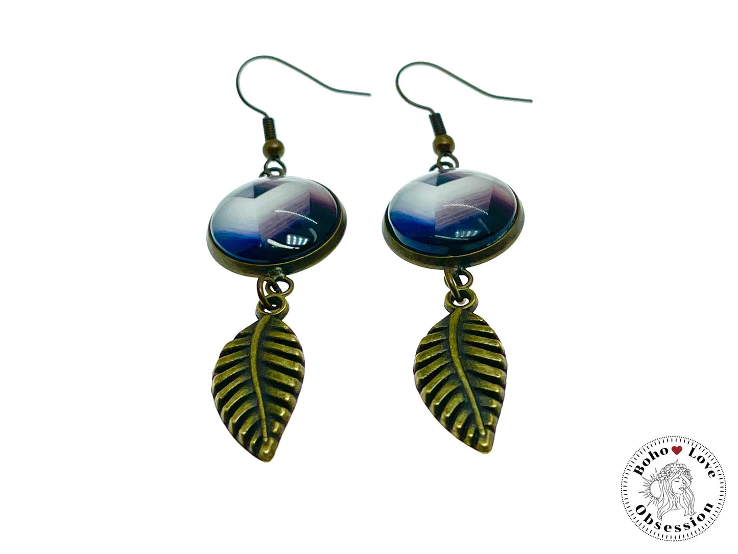 Painted Purple Feather Dangles, Boho Chic Earrings, Retro Bohemian Ear Wires, Unique Hippie Jewelry, Gift for Her, BohoLoveObsession