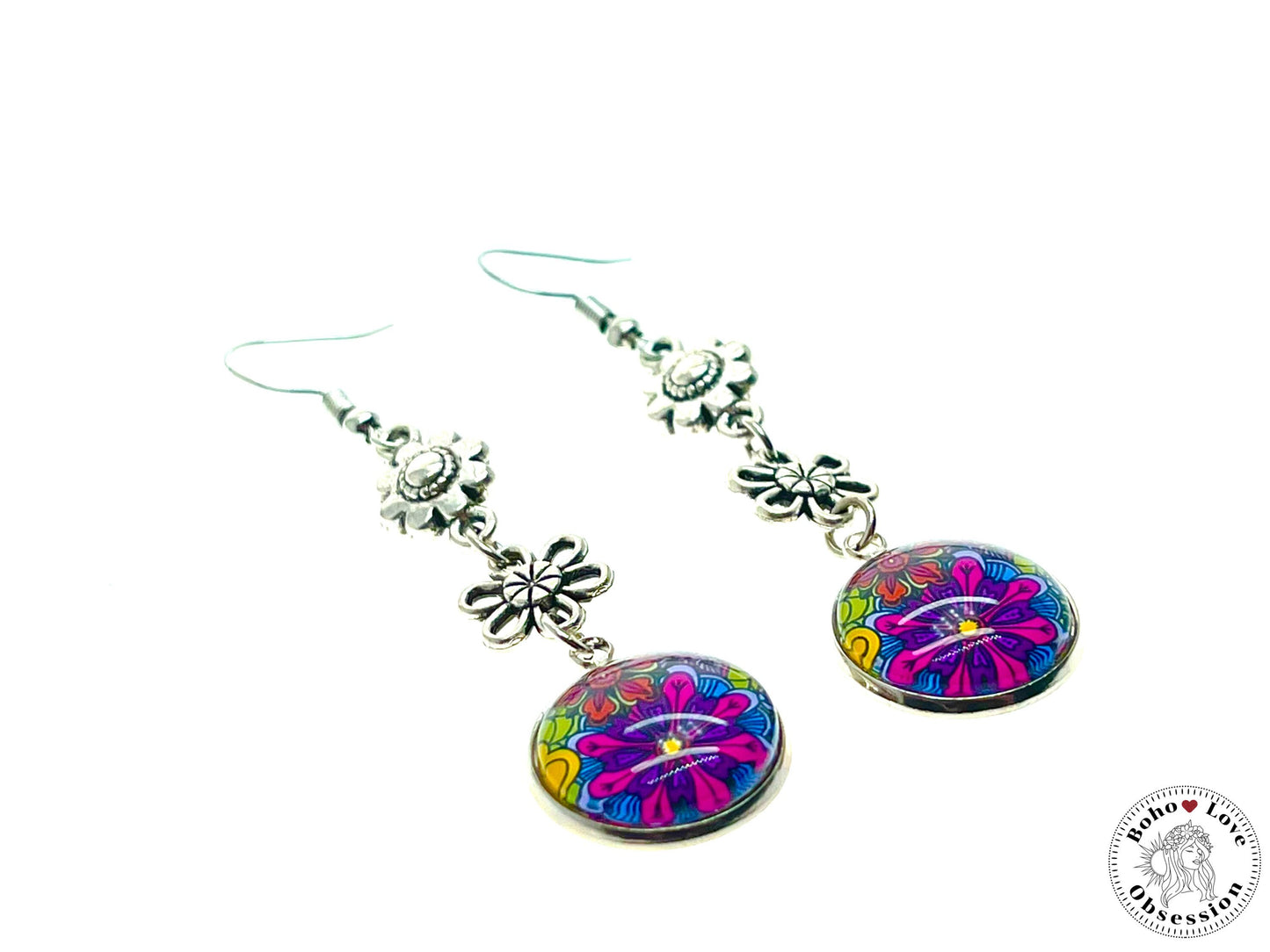 Darling Daisy Dangles, Unique Floral Bohemian Jewelry, Vintage Charm Ear Wire, Boho Chic Hippie Drop Dangle Accessory, BohoLoveObsession
