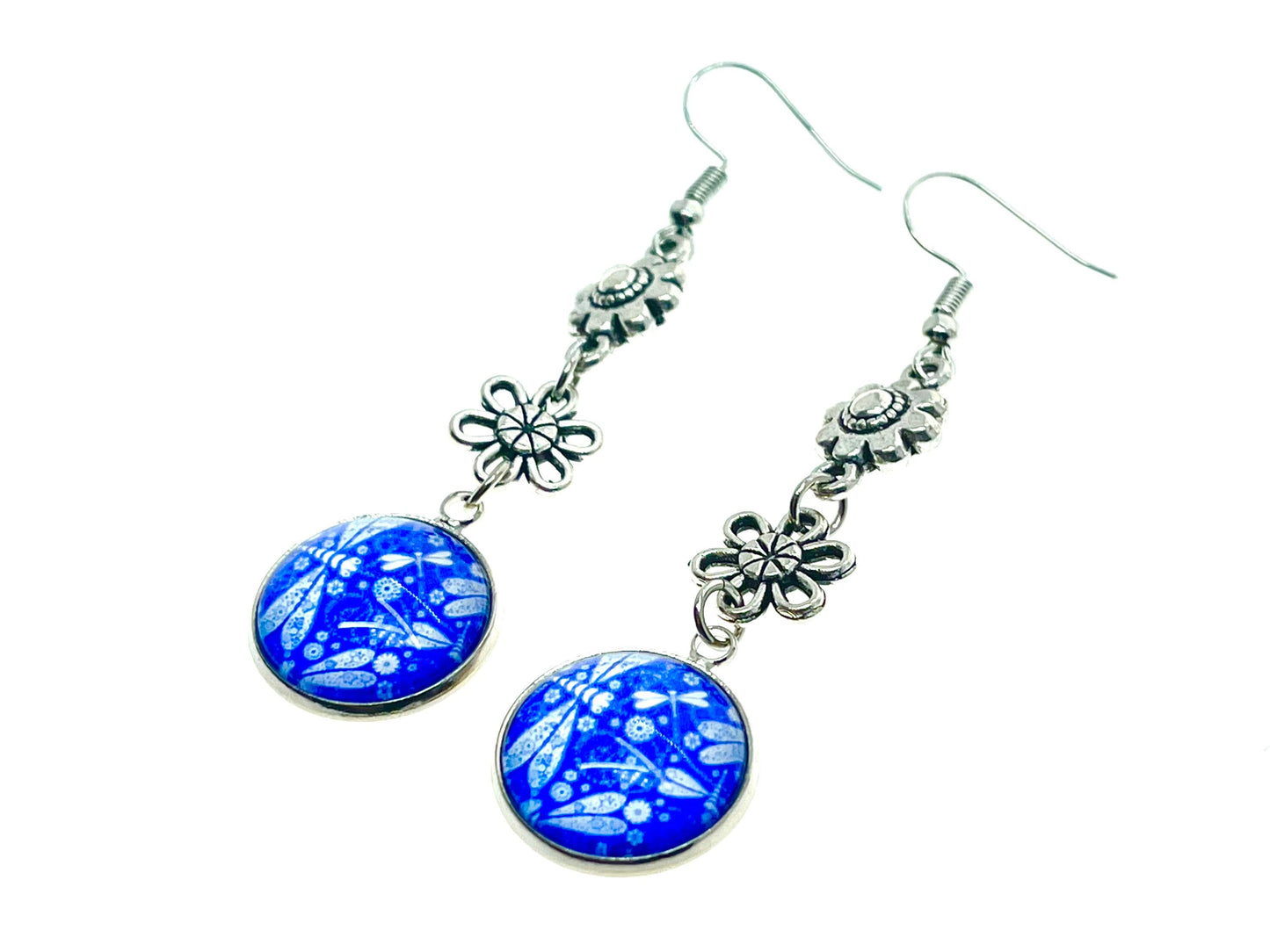 Dragonfly Daisy Dangles, Unique Floral Bohemian Jewelry, Vintage Charm Ear Wire, Boho Hippie Drop Dangle Accessory, BohoLoveObsession
