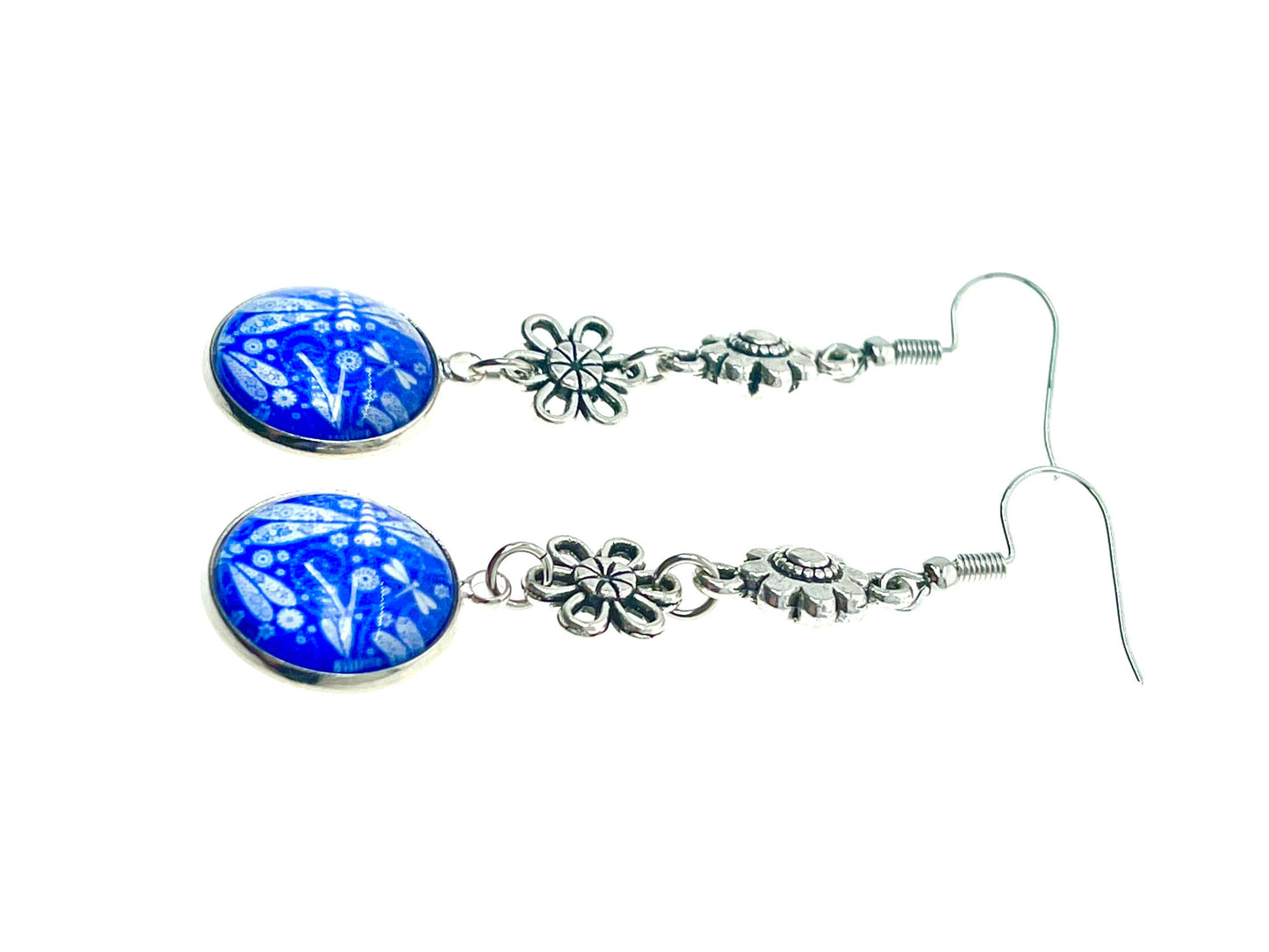 Dragonfly Daisy Dangles, Unique Floral Bohemian Jewelry, Vintage Charm Ear Wire, Boho Hippie Drop Dangle Accessory, BohoLoveObsession