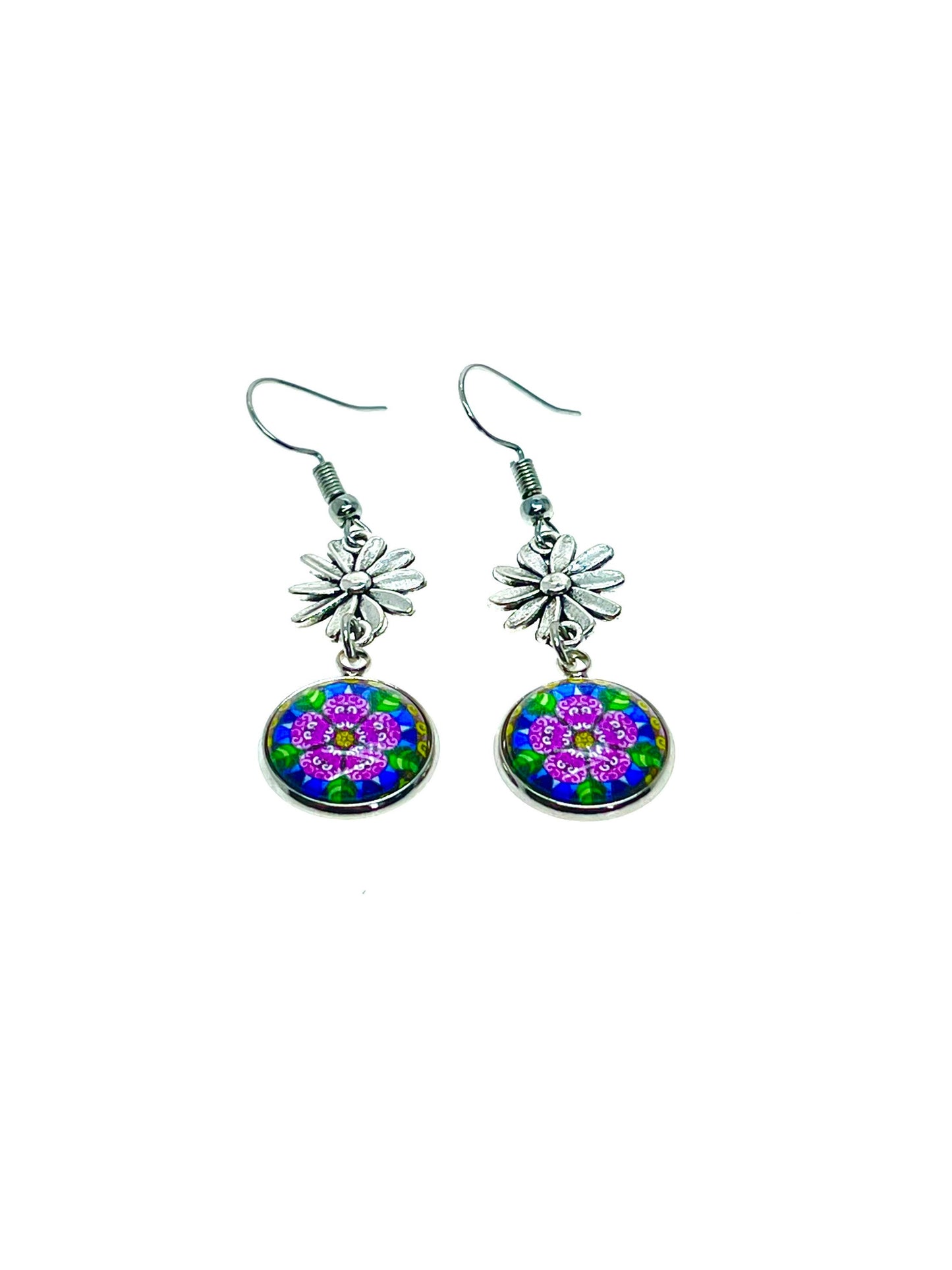 Rose Beauty Earrings|Cabochon Dangle Earrings|Boho Flower Earrings|Gift for her|Small Bohemian Earrings|BohoLoveObsession