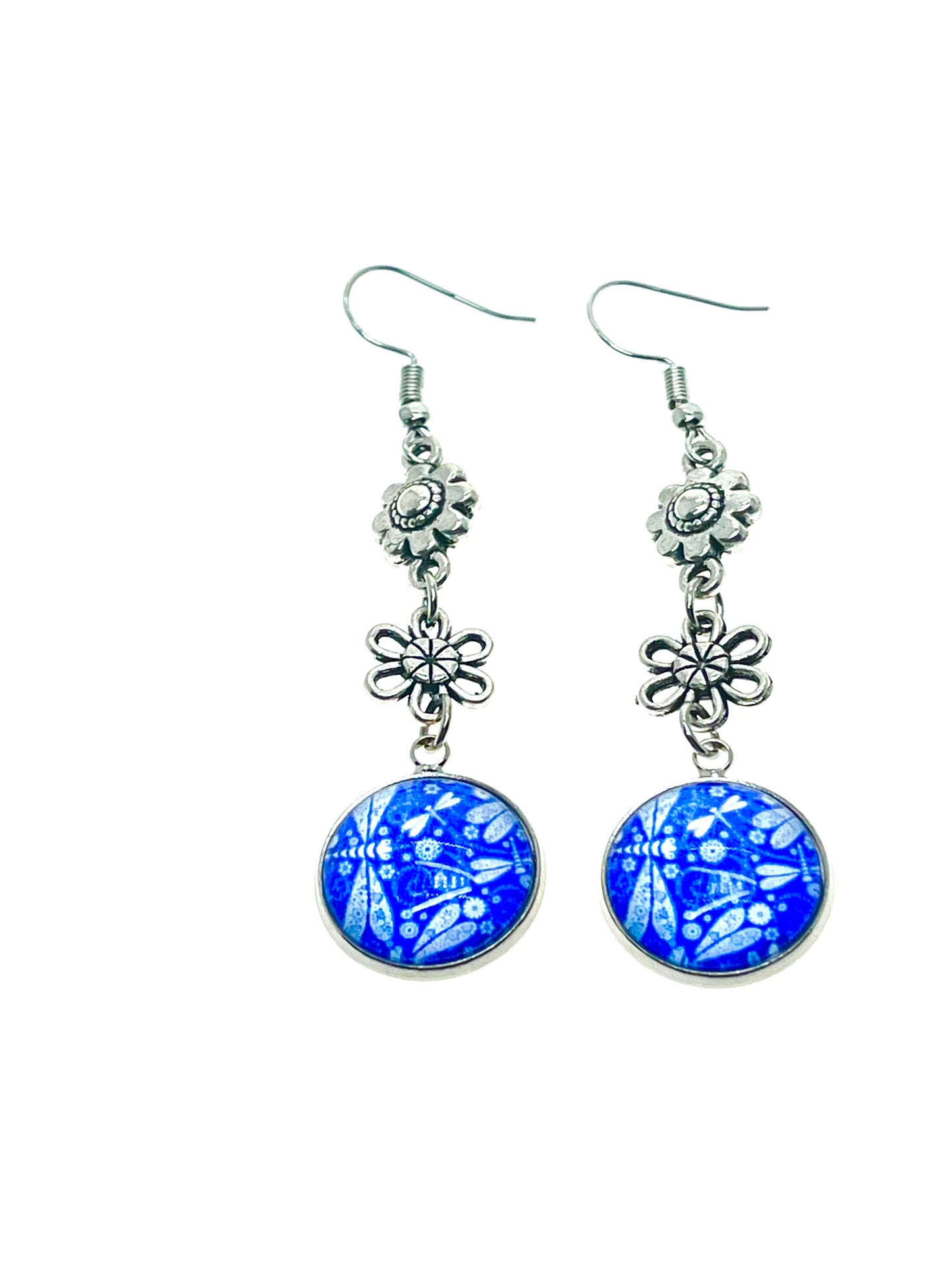Dragonfly Daisy Dangles, Unique Floral Bohemian Jewelry, Vintage Charm Ear Wire, Boho Hippie Drop Dangle Accessory, BohoLoveObsession