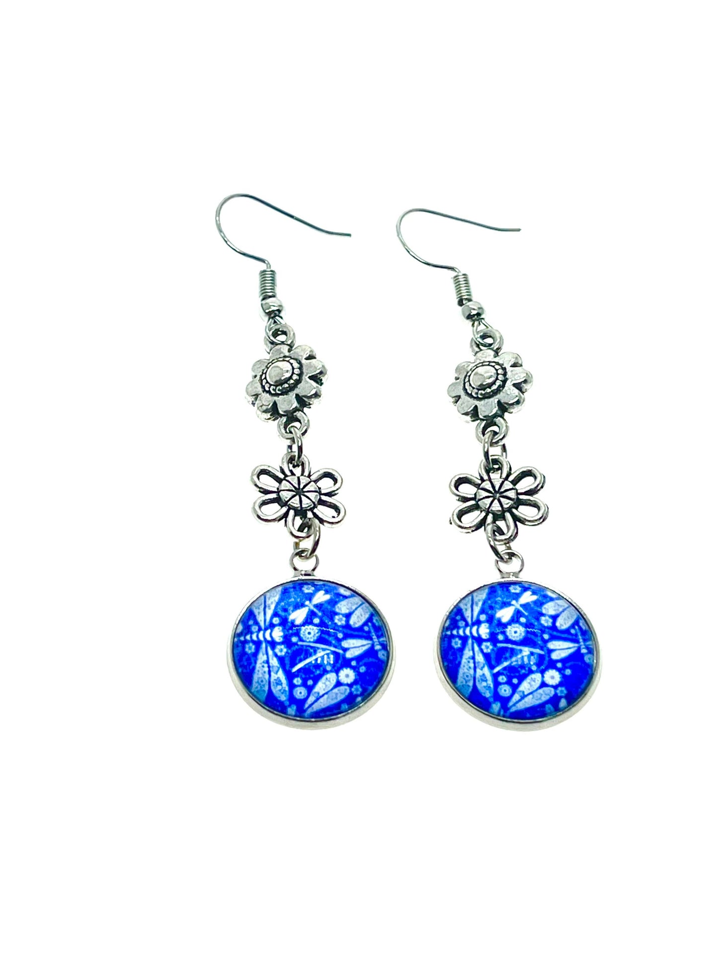 Dragonfly Daisy Dangles, Unique Floral Bohemian Jewelry, Vintage Charm Ear Wire, Boho Hippie Drop Dangle Accessory, BohoLoveObsession