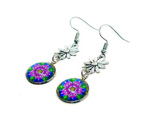 Rose Beauty Earrings|Cabochon Dangle Earrings|Boho Flower Earrings|Gift for her|Small Bohemian Earrings|BohoLoveObsession